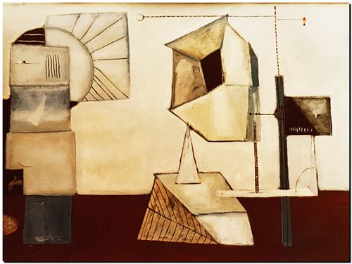 Peinture d"art du peintre belge André Vereecken réalisée en 1989. Style Vereecken. Schilderij van de Belgische kunstschilder André Vereecken gemaakt in 1989. Stijl Vereecken. - 1989.07 - PHOTO (alb3)