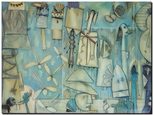 Peinture du peintre flamand André Vereecken réalisée en 1989. Style Vereecken. Schilderij van de Vlaamse kunstschilder André Vereecken gemaakt in 1989. Stijl Vereecken. - 1989.12 - PHOTO (alb10)