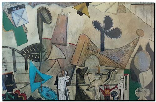 Œuvre d'art de l'artiste André Vereecken réalisée en 1989. Style Vereecken. Kunstwerk van de kunstenaar André Vereecken gemaakt in 1989. Stijl Vereecken. - 1989.09 - PHOTO (alb10)