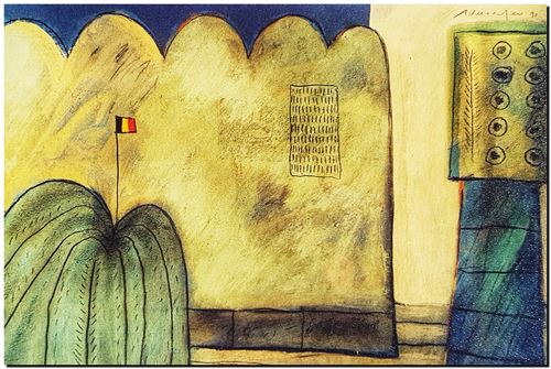 Kunstwerk van schilder André Vereecken uit 1991.
21