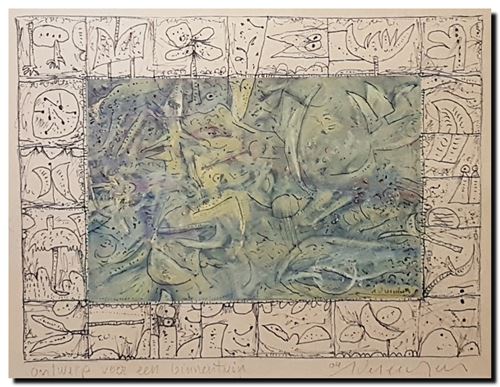 Schilderij mixed media van André Vereecken uit 2004.
3