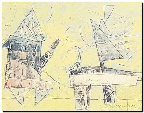 Schilderij mixed media van André Vereecken uit 2004.
