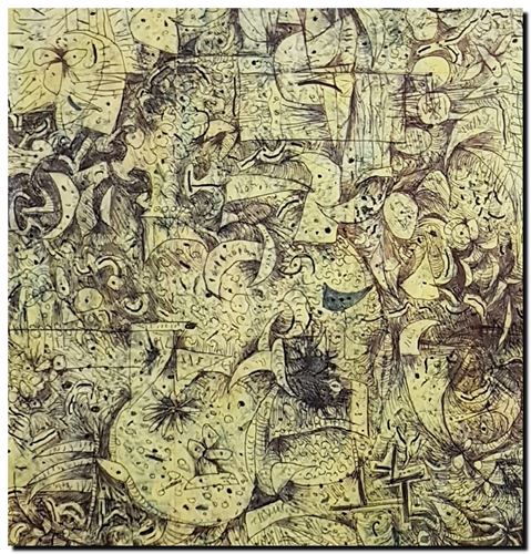 Schilderij mixed media van André Vereecken uit 2004.
2