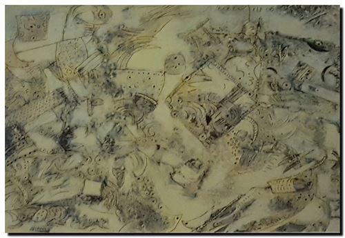 Schilderij mixed media van André Vereecken uit 2006.
19