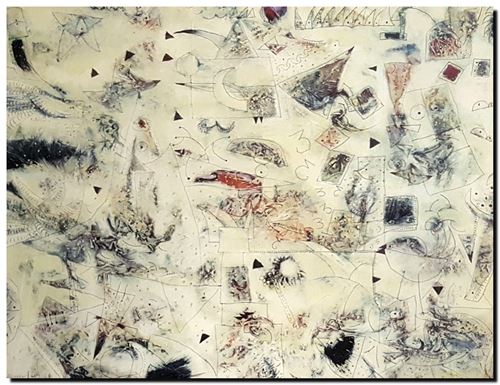 Schilderij mixed media van André Vereecken uit 2006.
