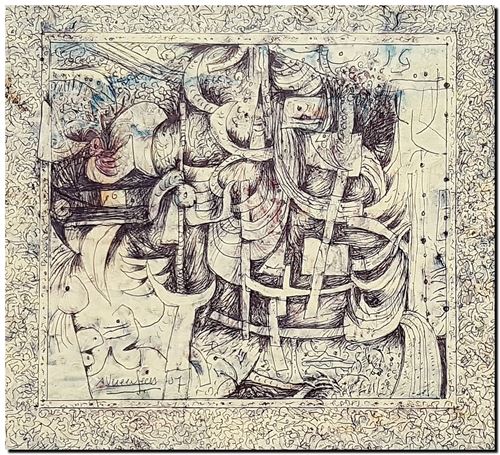 Peinture mixed media d'André Vereecken de 2007.
