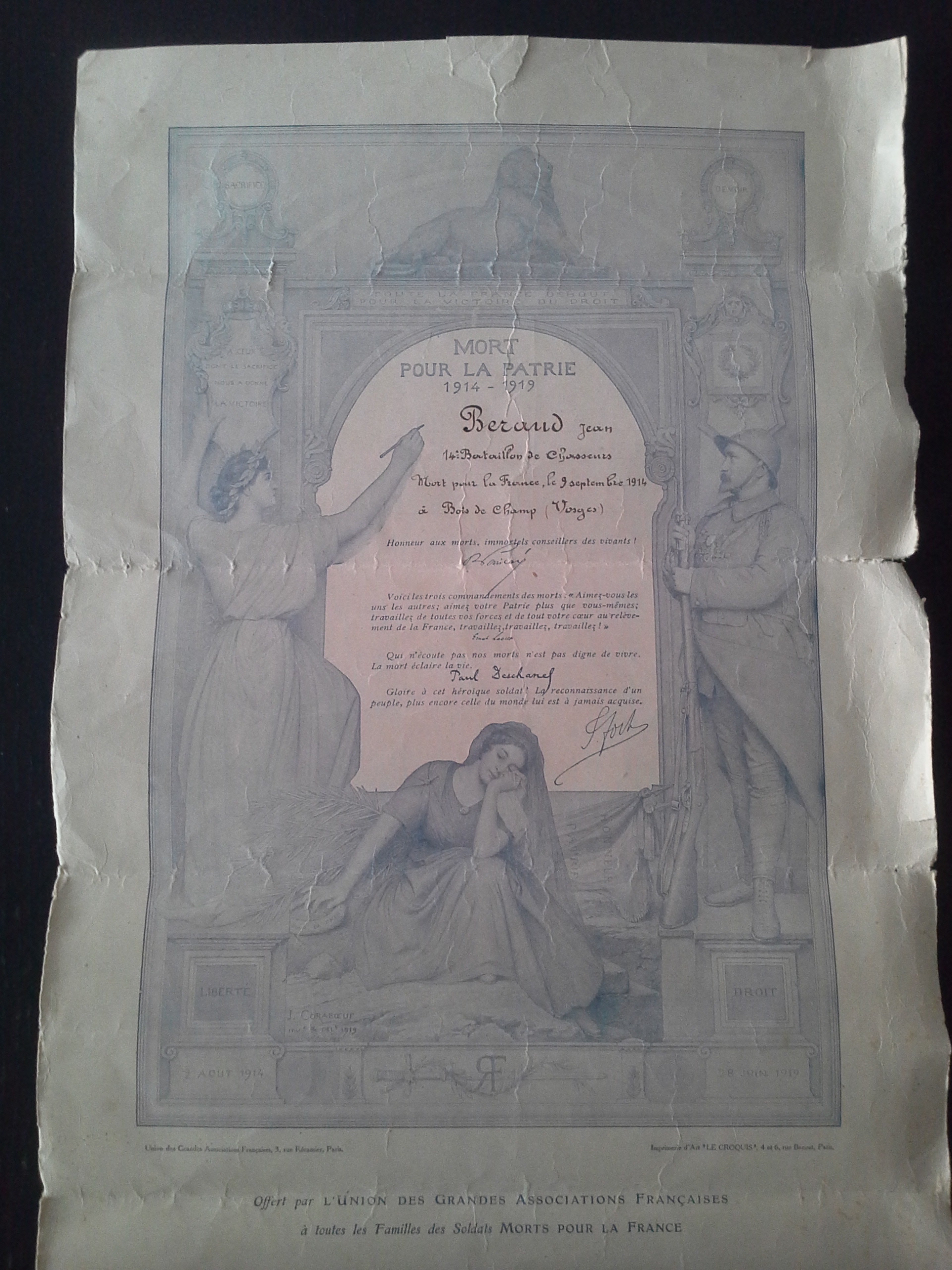 Doc officiel Mort pour la France