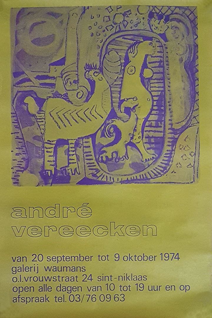 Tentoonstelling affiche André Vereecken Galerij Waumans te Sint-Niklaas 1974

