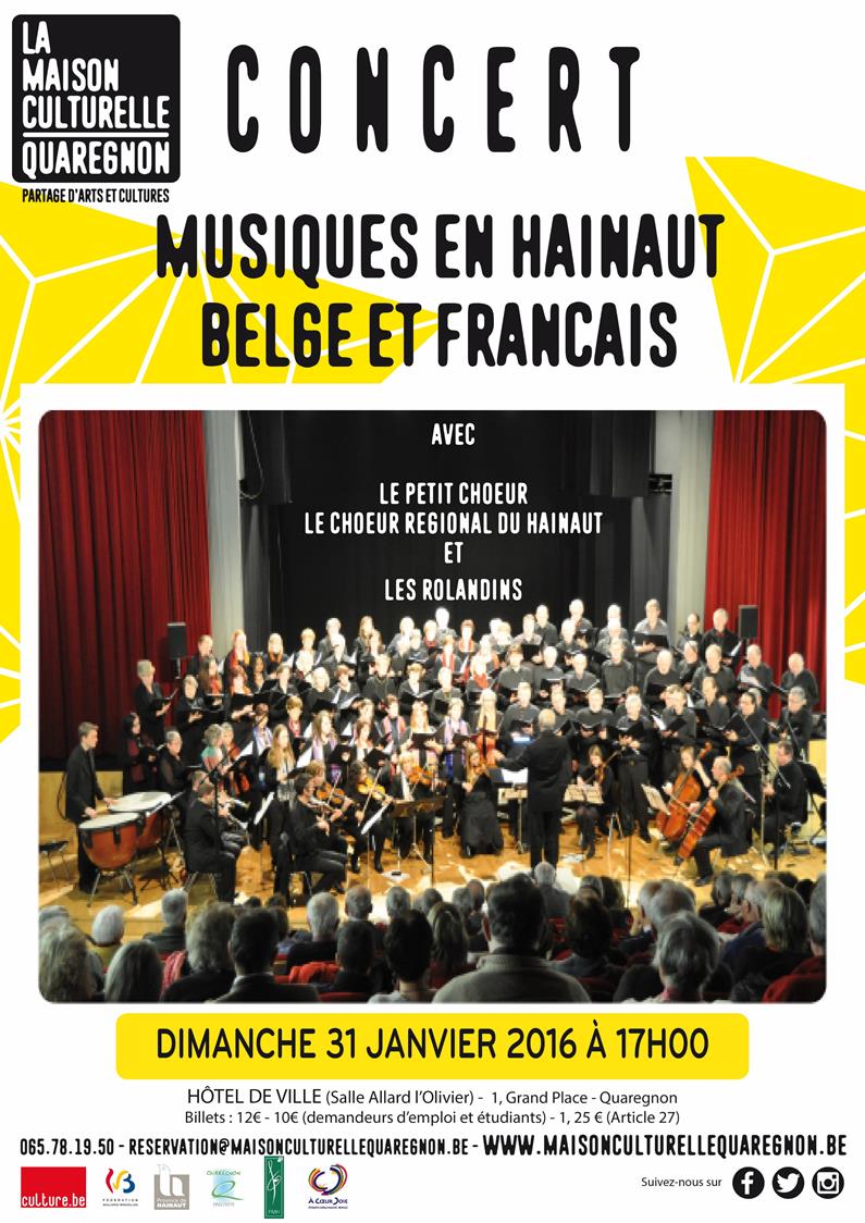Musiques en Hainaut belge et français - Quaregnon - 31/01/2016