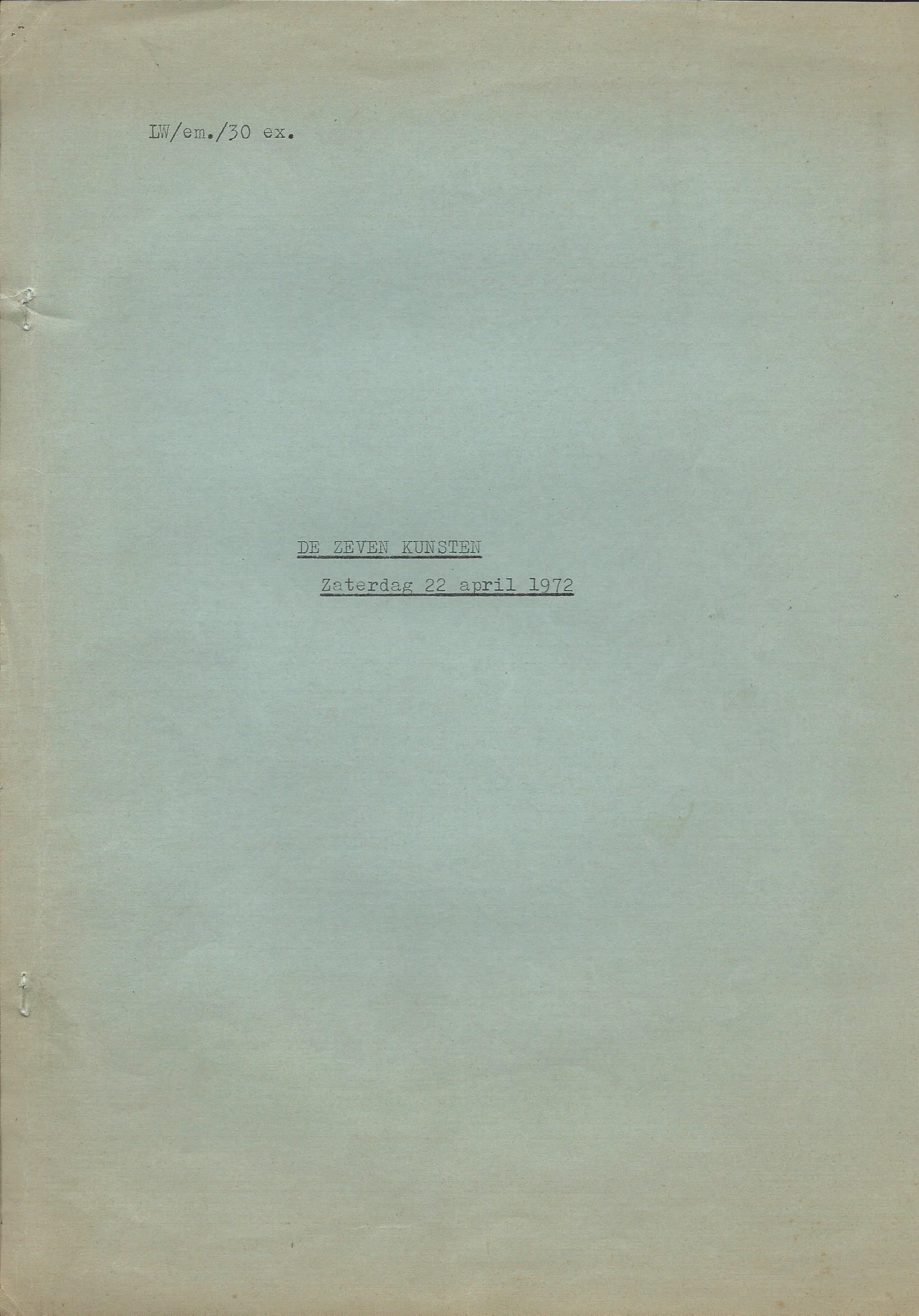 BRT radioprogramma De Zeven Kunsten met Hector Waterschoot - cover